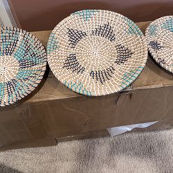 Bohemian Woven Basket Wall Decor - Set of 3