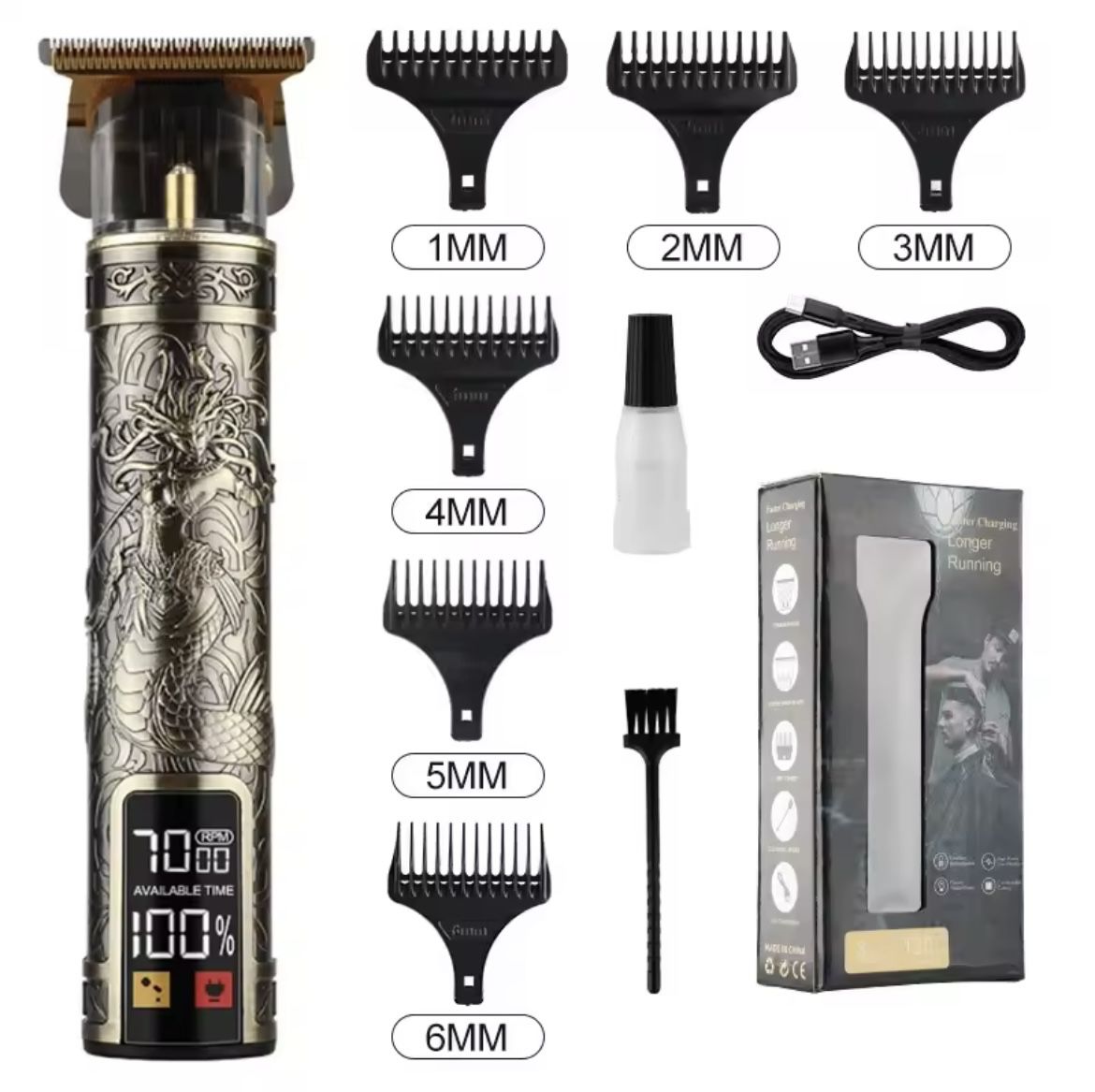 T9 LCD Electric Hair Trimmer for Men Precision Shaver Head Carving Clipper Grooming Tool