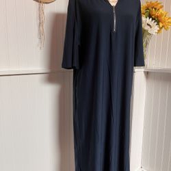 Beyond This Plane Blue Zip-Front Shift Dress