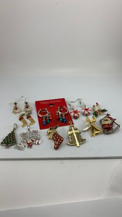 Christmas jewelry , earrings, brooch, and pendant