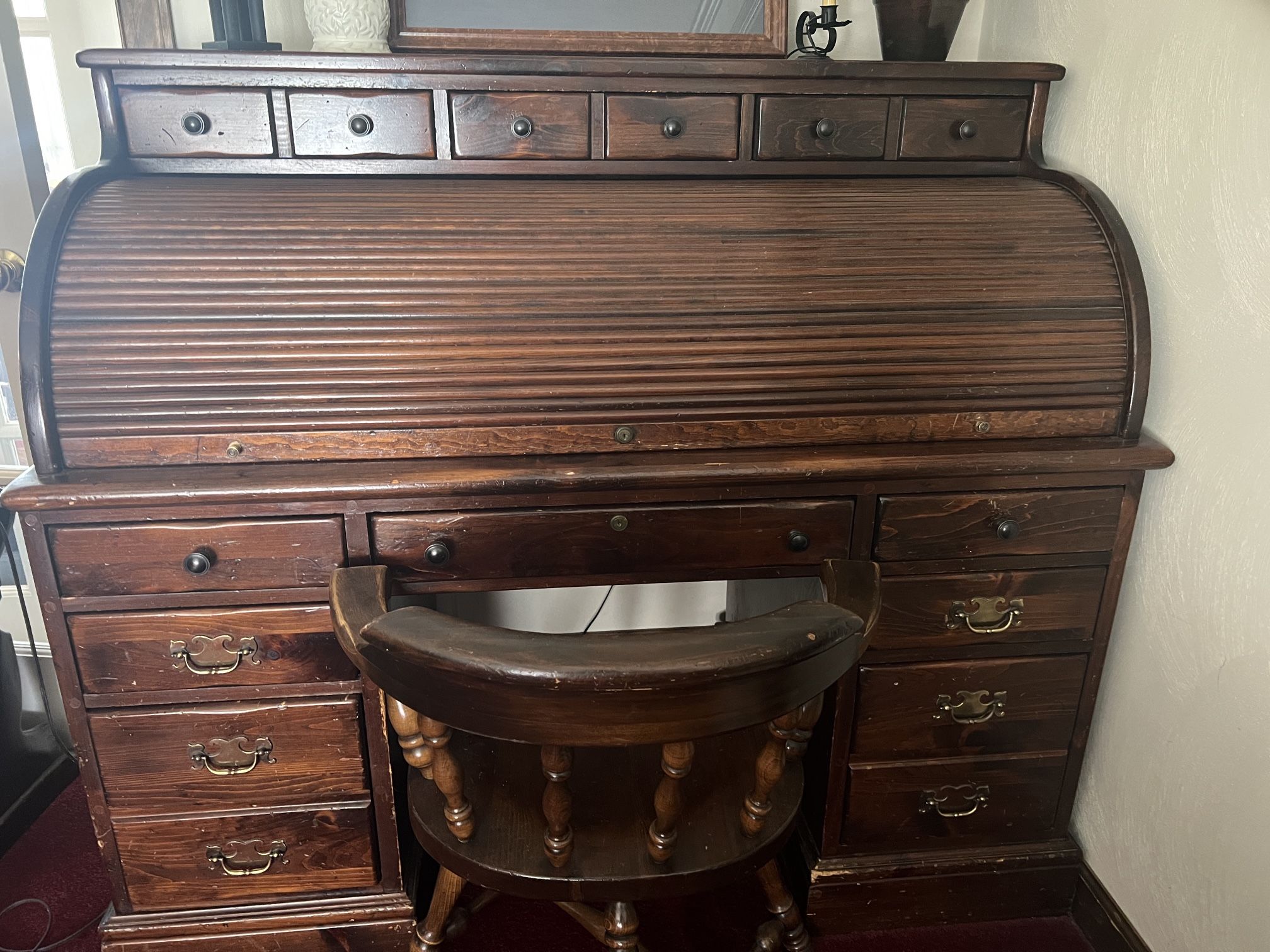 Vintage Ethan Allen Roll Top Desk Furniture