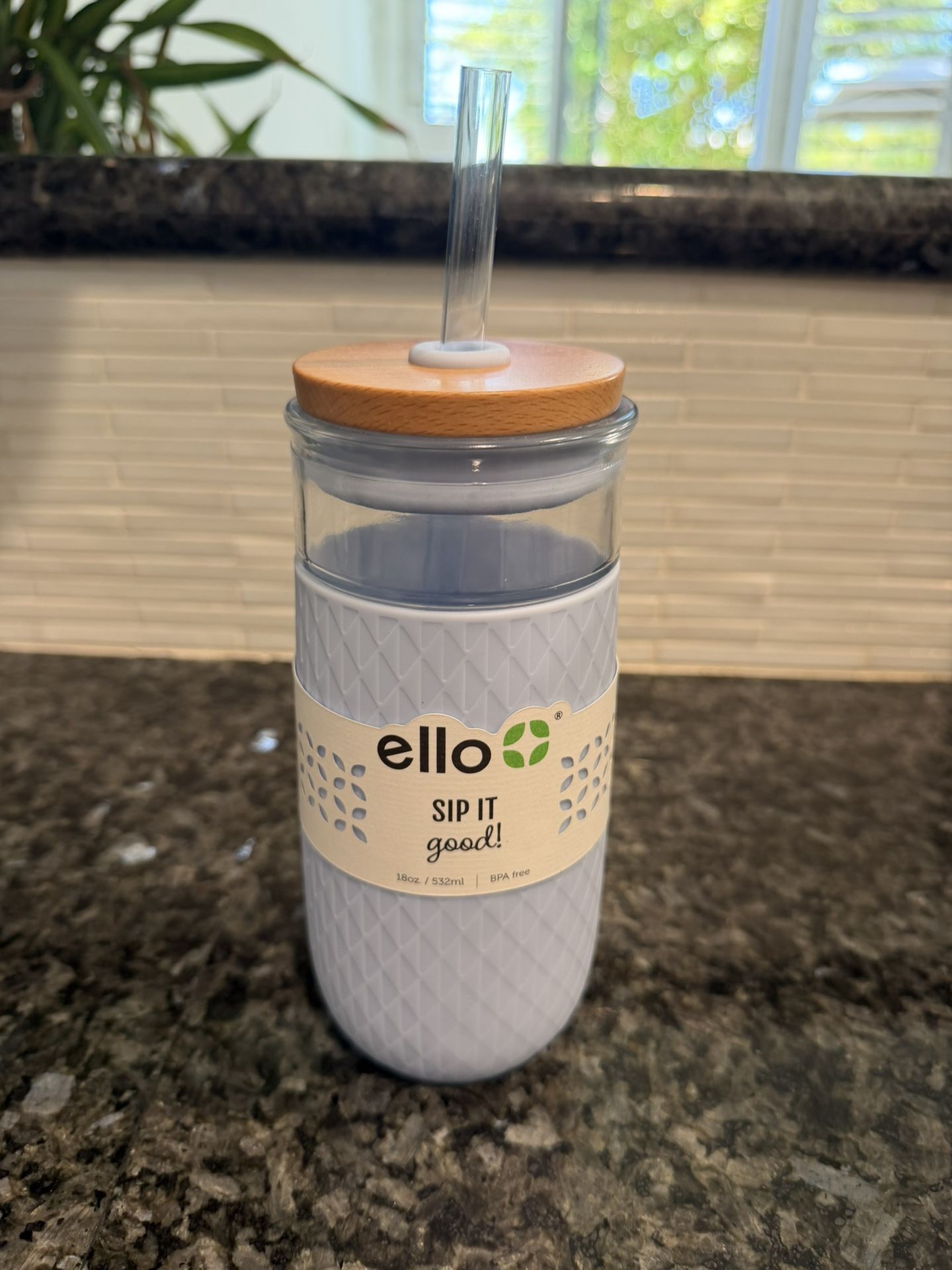 NEW Ello Glass Tumbler with Bamboo Lid & Straw