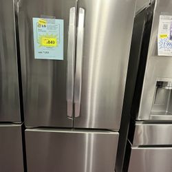 Stainless Steel Refrigerator, LG 33’ Wide French Door W/ Ice Maker New With Dents