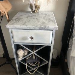 Side Table With Drawer And Storage 