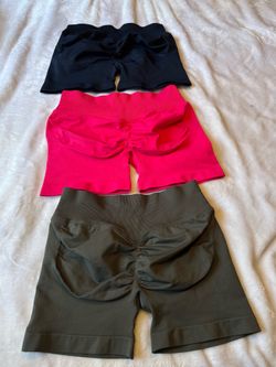 Women’s Seamless Biker Shorts Size M – Navy Blue, Fuchsia Pink & Grey