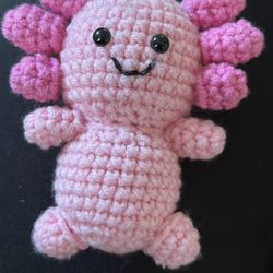 Crochet axolotl bag charm