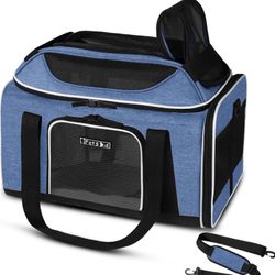 Petskd blue pet carrier top expandable airline approved 17x11x9.5