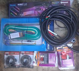 Car electrical supplies primary wire, trailer wiring, 2 battery isolation switches and som RGB led strips
