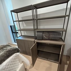 SICOTAS Book Shelf Fluted Bookshelf 71" Tall Bookcase with Doors Storage 5 Tier Mid Century Modern B