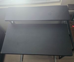 Modern Office Computer Desk with Top and Bottom Storage Shelves,