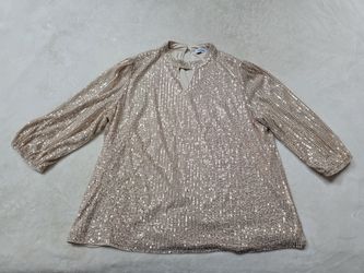 Gold Sequin Blouse, Women's Plus Size 2X, FREE