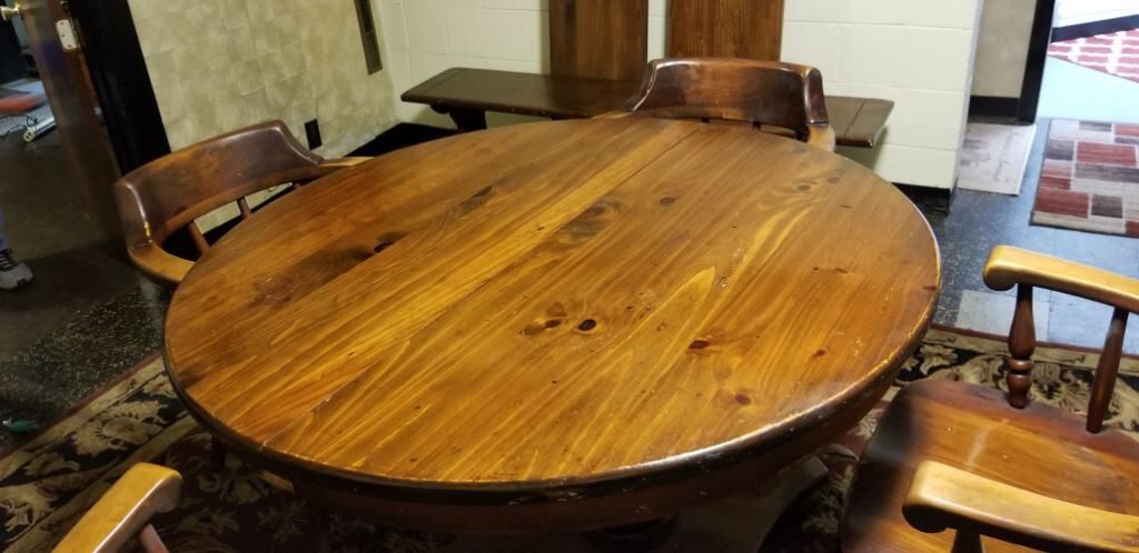 Solid Wood Antique Table ..4 chairs and bench