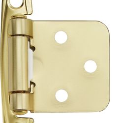 New 49Pack 24Pair Gold Cabinet Hinges - 1/2 inch Overlay Kitchen Cabinet Hinges, Semi-Concealed Hinges, Self Closing Cabinet Door Hinges with Door Bum