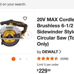 20V MAX Cordless Brushless 6-1/2 in. Sidewinder Style Circular Saw (Tool Only)