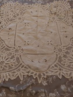 Battenberg lace tablecloth