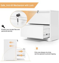 AOBABO Lateral File Cabinet 2 Drawer Metal File Cabinet with Lock Letter