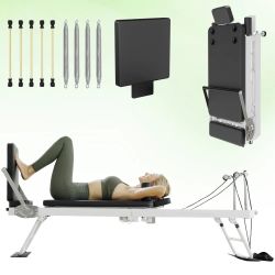 Syedee - Foldable Pilates Equipment for Home Workouts,Balanced Body Pilates Reformer Machine for Home and Gym - White