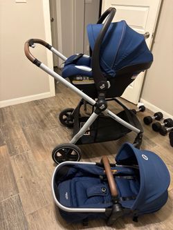 Stroller car seat -Maxi-Cosi Zelia 2 Luxe 5-in-1 Modular Travel System, New Hope Navy