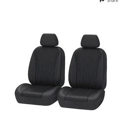 Car & SUV Seat Cover, Black Faux Leather, Luxury, 2PK Low Back