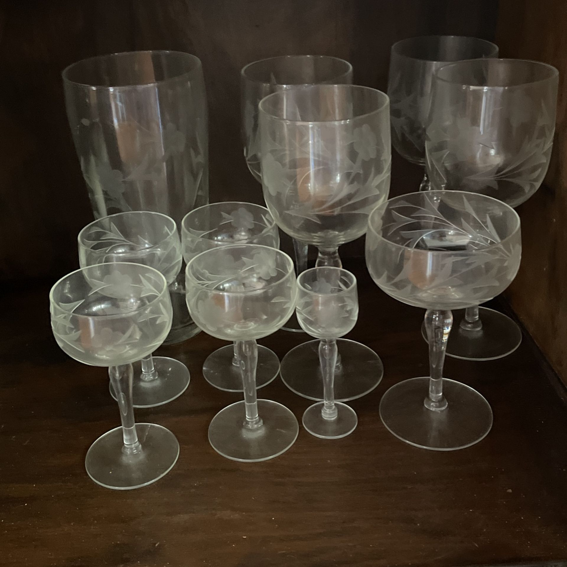 Crystal Etched Glass Stemware