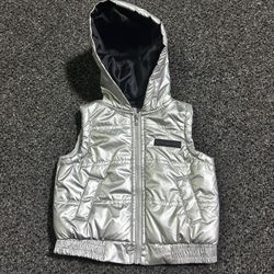 Calvin Klein Jeans infant girl 3/6 month metallic silver hooded outdoor vest 