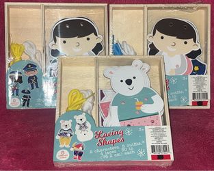 2019 Horizon Group Wooden Lacing Shapes Set of 3! Polar Bear and 2 Police Officer NEW & SEALED!