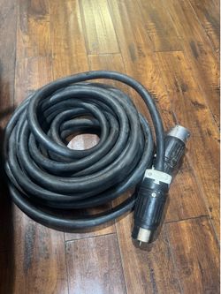 50 Foot 125/250V Heavy Duty SO Cord with Twist-Lock - Generator / Spider Box Temporary Power Cable Heavy-duty 50-foot 125/250V SO power cord in excell