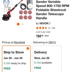 Vevor Drywall sander