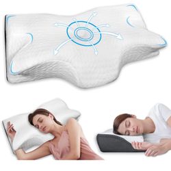 Cervical Neck Pillow for Sleeping, Memory Foam Pillows for Neck Pain Relief, Ergonomic Orthopedic Contour Side Sleeper Pillow for Neck Support, Back S