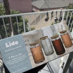 Lido ribbed glass sippers 4 piece set
