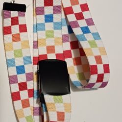 Rainbow Plaid Checkered 
Unisex Canvas Belt  