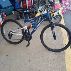 26-in huffy dual suspension 18 speed mountain bike