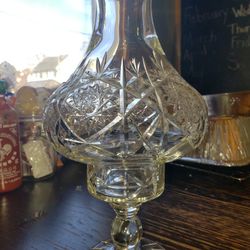 Vintage Cut Crystal Hurricaine Lamp Mint
