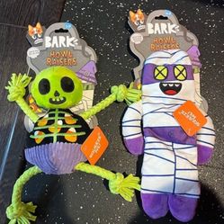 NEW 2 Bark Alein & Mummy Halloween Stuffed Dog Toy Plush squeak