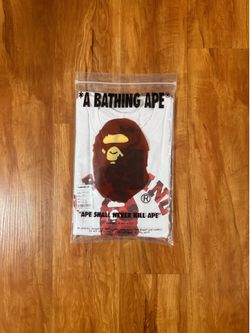 Brand new bape white and red tee Available in Size Large with bag