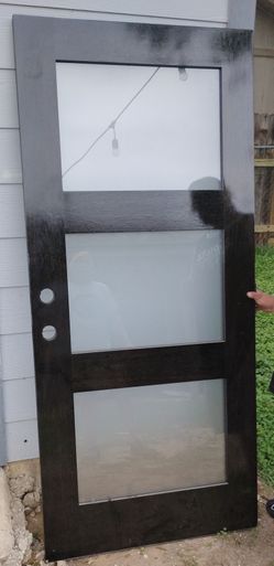 3.0  3 Glass Panel Solid Mahogany Jet Black 36"