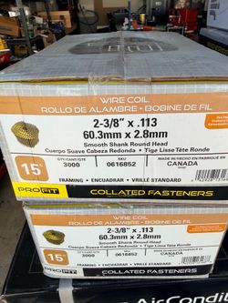 5 boxes brand new framing, coil nails 2-3/8”x .113