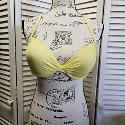 Black halter bikini top with back adjustable closure