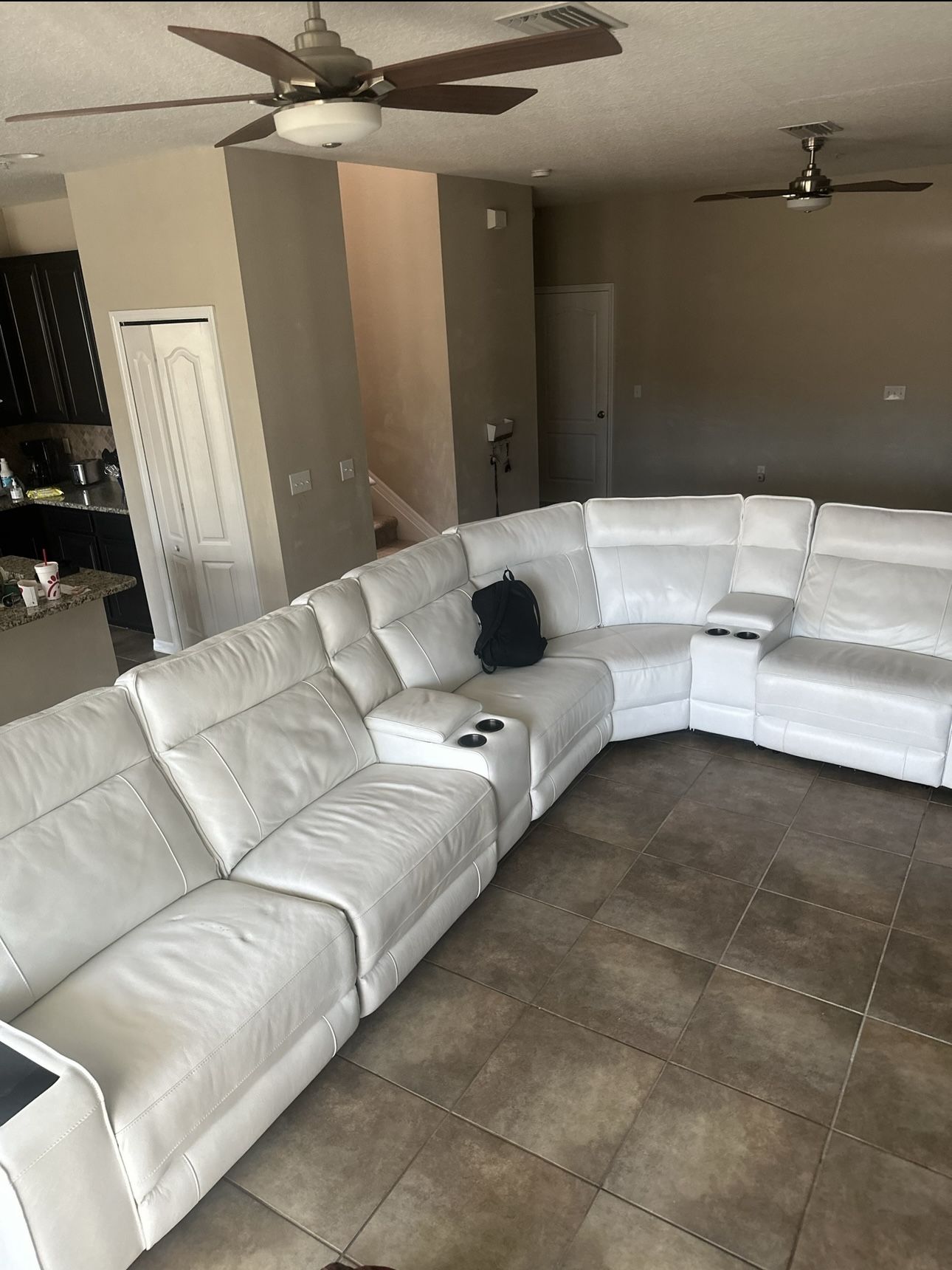 7 Piece White Leather Sectional Couch