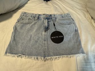 Brand New White Fox Mini Jean Skirt 