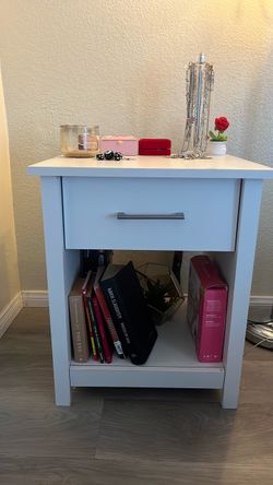 White Nightstand with Drawer