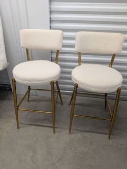 Set of 3 Modern Accent Chairs - Cream Boucle & Shaggy Faux Fur