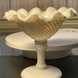 Westmoreland England Vintage 50’ English Hobnail Milk Compote Candy Dish