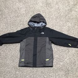 Kids Size 6 North Face black gray heavy raincoat jacket