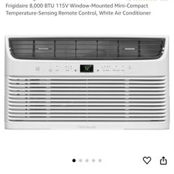 Frigidaire 8,000 BTU 115V Window-Mounted Mini-Compact Temperature-Sensing Remote Control, White Air Conditioner