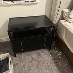 Black Wide Nightstands Set Of 2