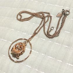 Vintage Sarah Coventry Gold Tone Rose Pendant Necklace 