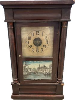 Antique American “Pillar $ Scroll” Shelf Clock
