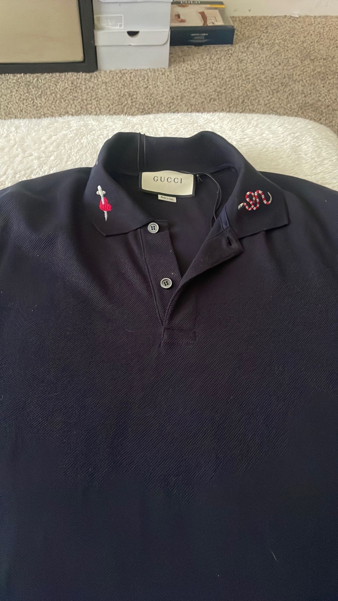 Mens Large Navy Gucci Polo