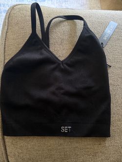 Set Active Sports Bra Sportbody XS Black V-Neck New No Tags